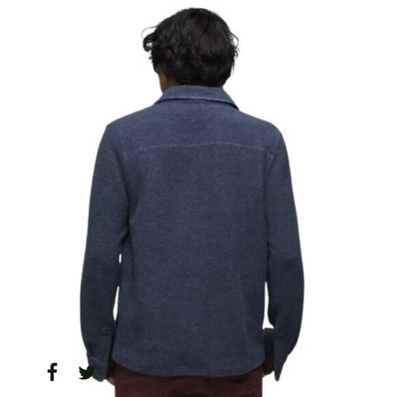 prAna IncrediWool Overshirt Men's Medium Stormy Night Heather Slim NWT MSRP $175 - Picture 4 of 12